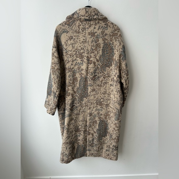 ZARA Long Wool Floral Coat Jacket Cosmic Astrology Zodiac Rose Garden - Picture 7 of 11